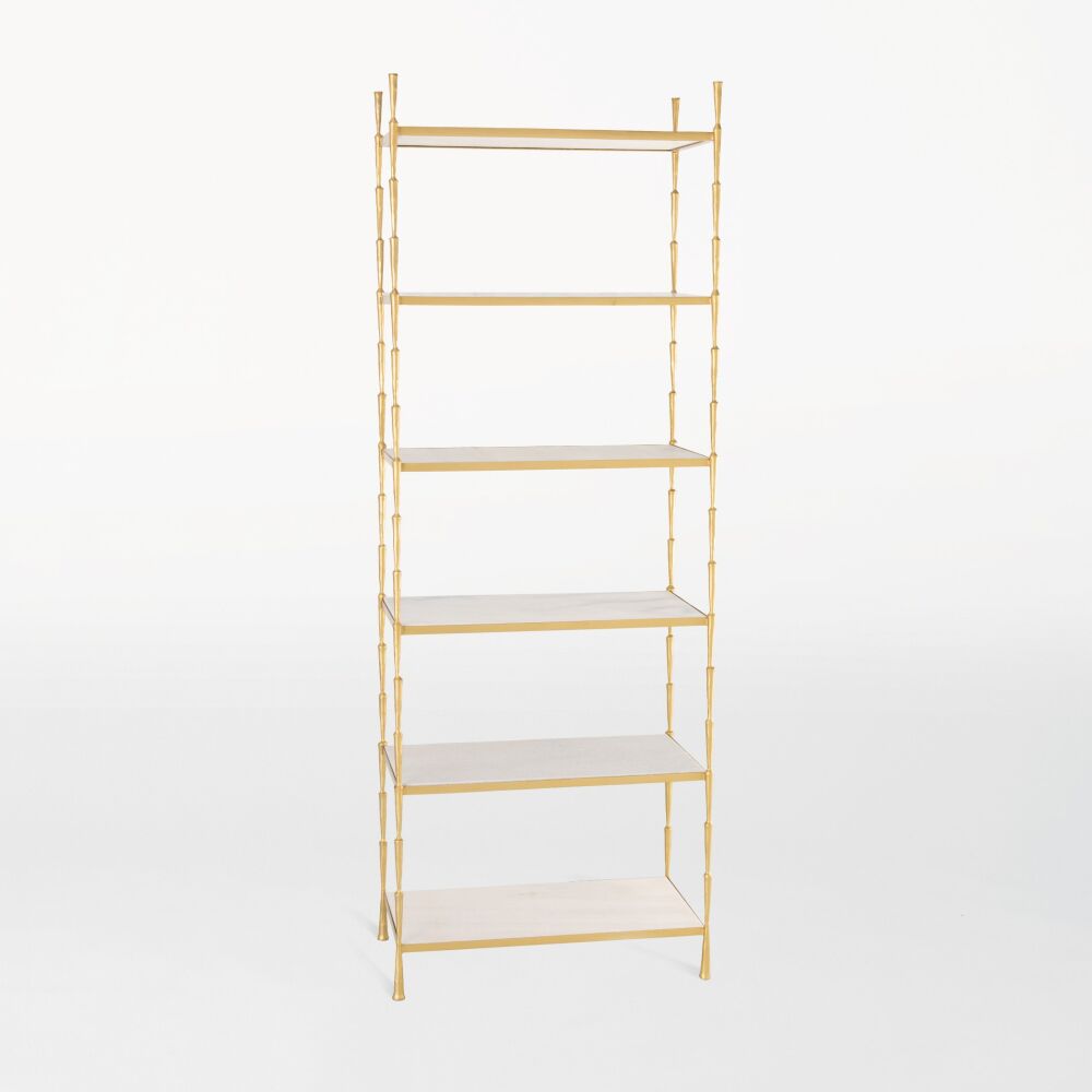 Spike Etagere-Antique Brass w/White Marble