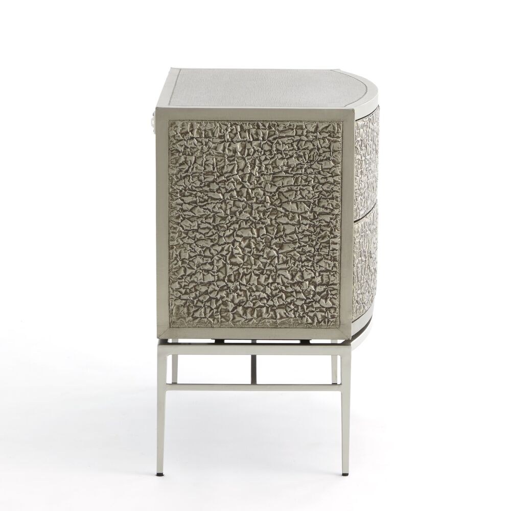 Crinkle Bedside Chest-Nickel/Antique Nickel