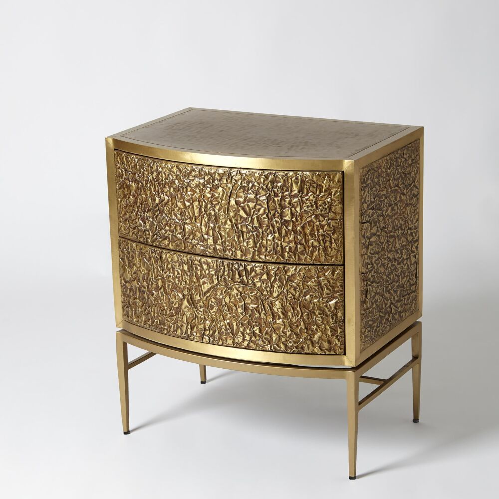 Crinkle Bedside Chest-Brass/Bronze