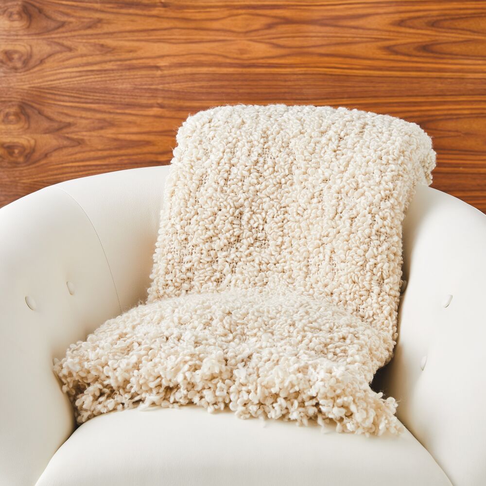 Textured Boucle Throw-Natural