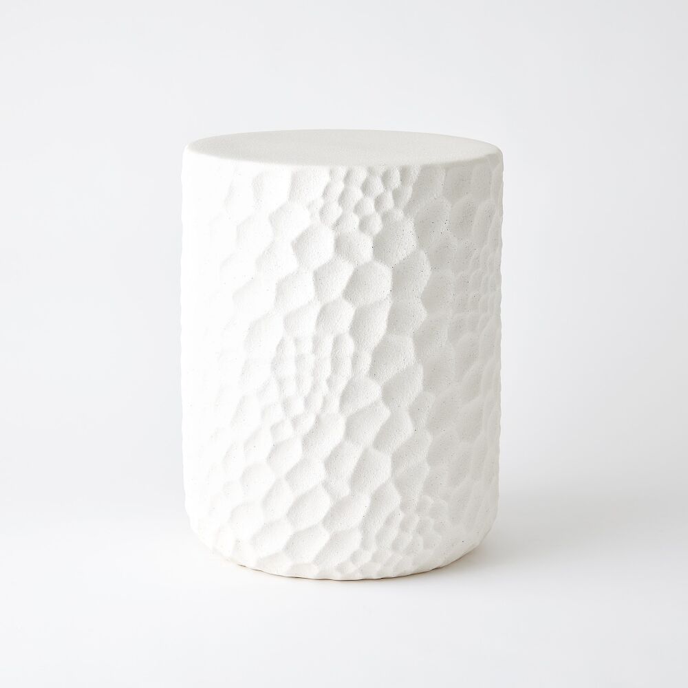 Chiseled Garden Stool-White