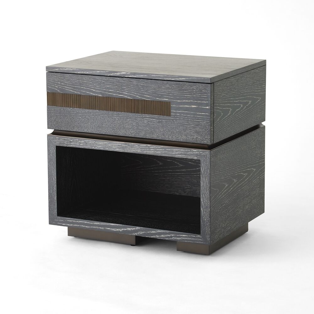 Brazil Bedside Chest-Black Cerused Oak