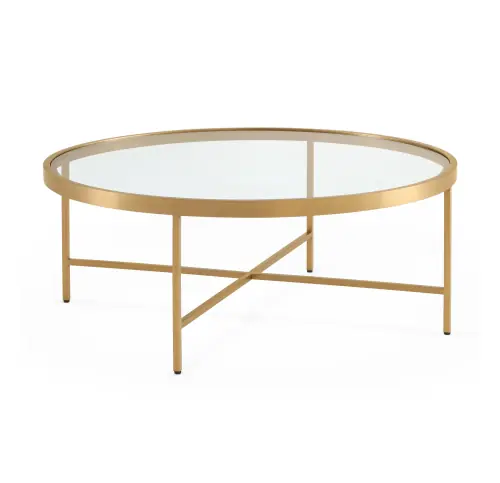 Vienna Round Coffee Table - Glass/Brushed Brass