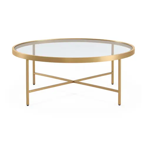 Vienna Round Coffee Table - Glass/Brushed Brass