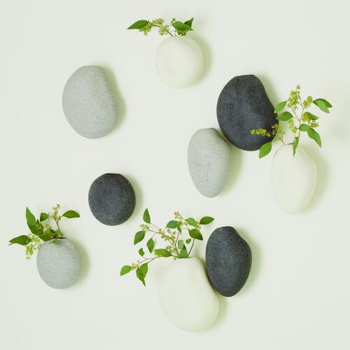 Pebble Wall Vases-Ivory