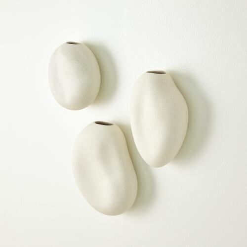 pebble wall vases-ivory