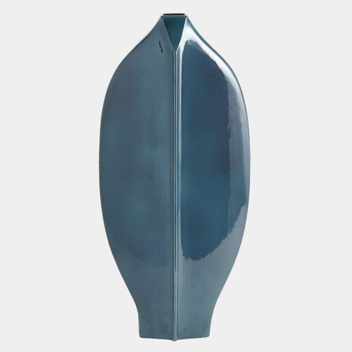 Center Ridge Vase-Blue-Lg