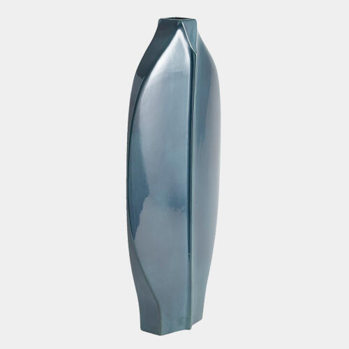 Center Ridge Vase-Blue-Lg