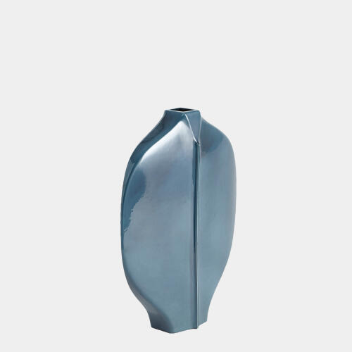 Center Ridge Vase-Blue-Med