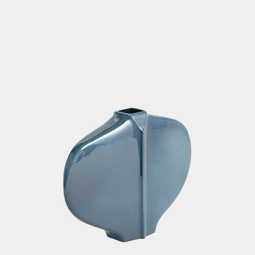 Center Ridge Vase-Blue-Sm