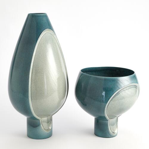 Two Tone Pod Vase-Azure