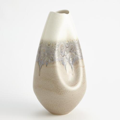 Cream Rises Dented Vase