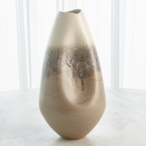 Cream Rises Dented Vase