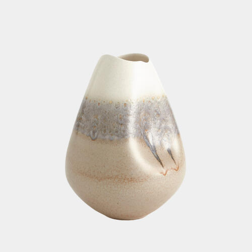 Dented Vase-Cream Rises-Sm