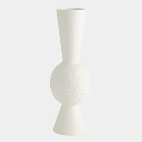 Kallinikos Chiseled Orb Vase-Low-Matte White