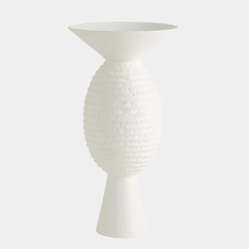 Talla Chiseled Orb Vase-Matte White