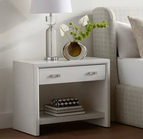 Malibu 1-Drawer Side Table - White