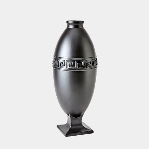 Greek Key Vase-Black
