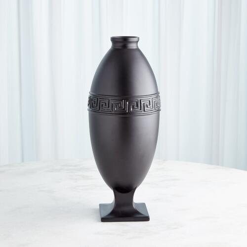 Greek Key Vase-Black
