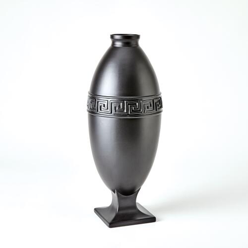 Greek Key Vase-Black