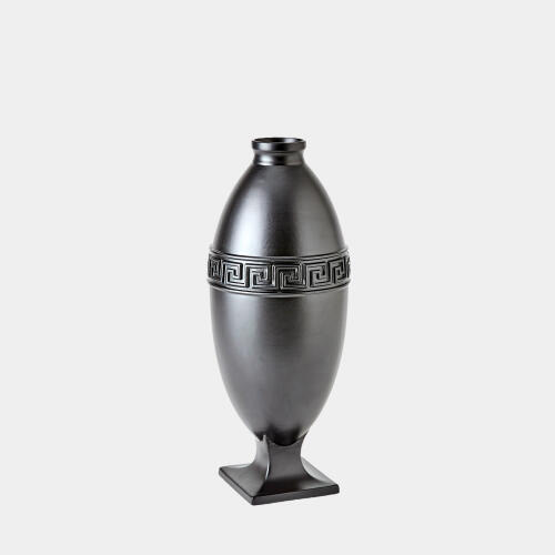 Greek Key Vase-Black