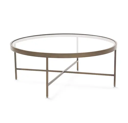 Vienna Round Coffee Table - Glass/Antique Brass
