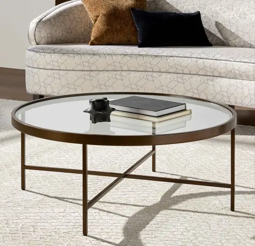 Vienna Round Coffee Table - Glass/Pewter