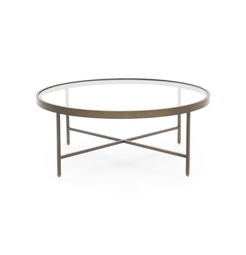 Vienna Round Coffee Table - Glass/Antique Brass