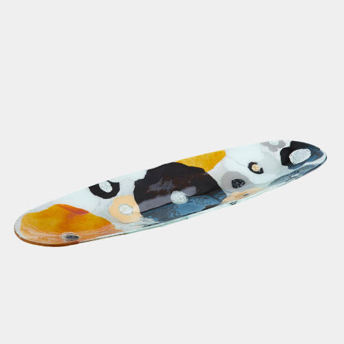 Fused Floral Boat Bowl-Neutral