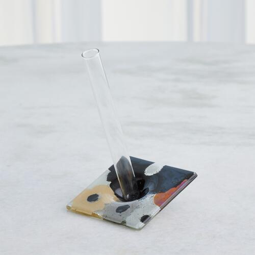 Fused Floral Vase-Neutral