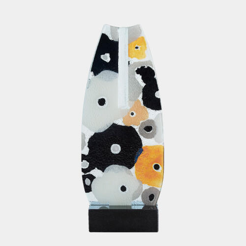 Fused Floral Flat Vase-Neutral