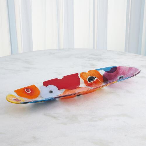 Fused Floral Boat Bowl-Bright