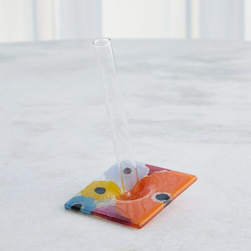 Fused Floral Vase-Bright