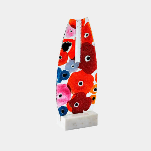 Fused Floral Flat Vase-Bright