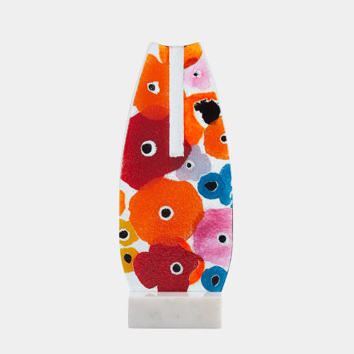 Fused Floral Flat Vase-Bright