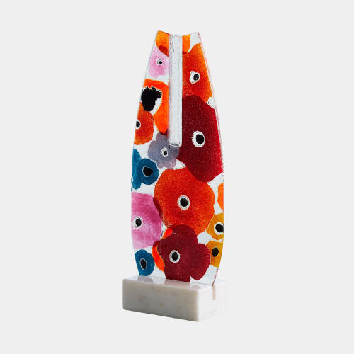 Fused Floral Flat Vase-Bright