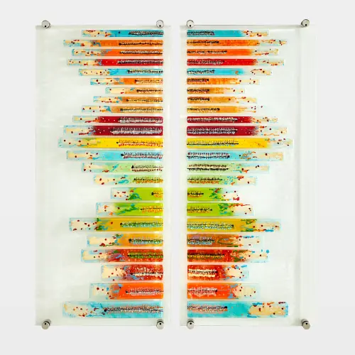Amalgamate Sticks Fused Glass Left Wall Art