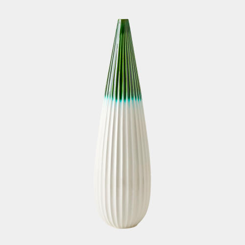 Furrow Taper Vase-Emerald