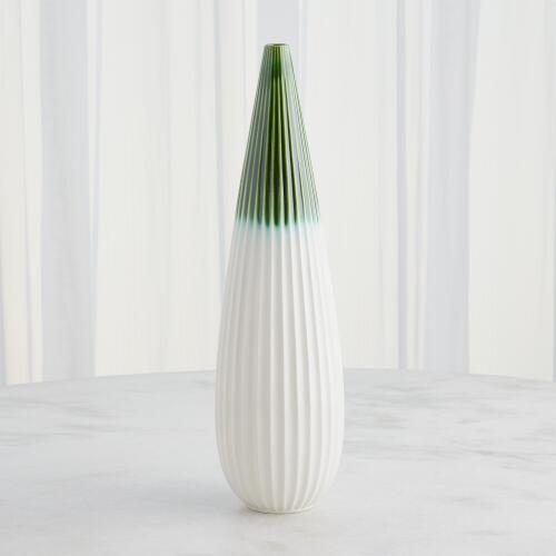 Furrow Taper Vase-Emerald