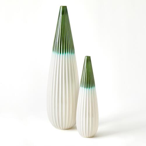 Furrow Taper Vase-Emerald