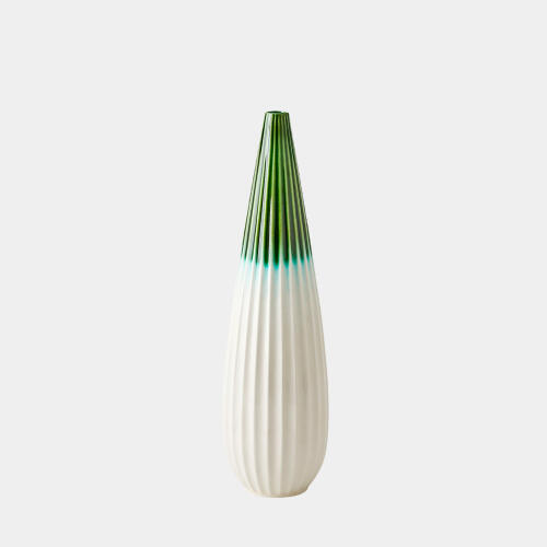 Furrow Taper Vase-Emerald