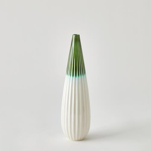 Furrow Taper Vase-Emerald