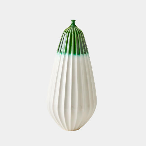 Furrow Vase-Emerald-Lg