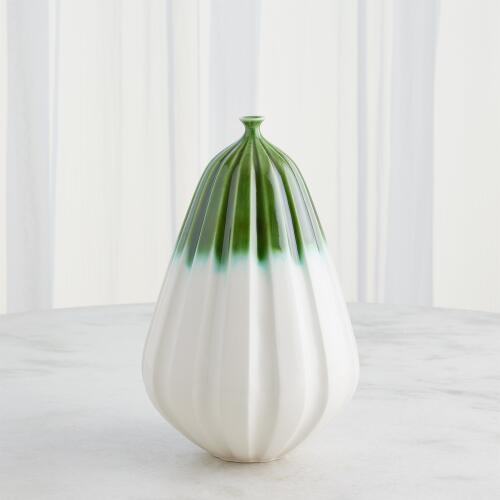 Furrow Vase-Emerald