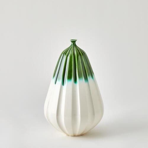 Furrow Vase-Emerald