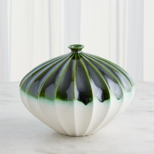 Furrow Vase-Emerald