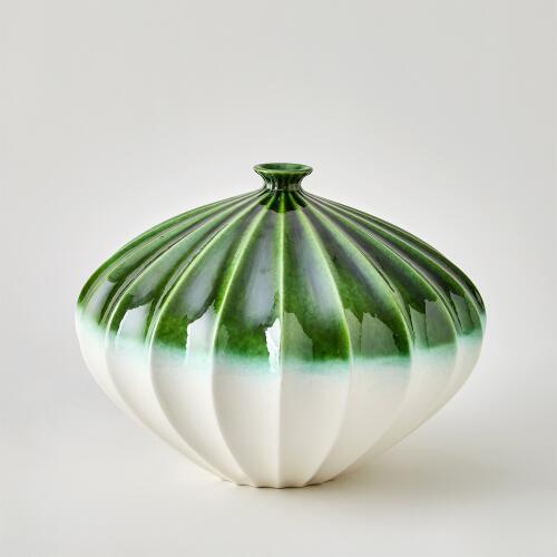 Furrow Vase-Emerald