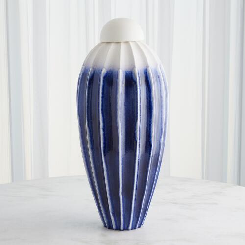 Fluted Jar w/Lid-Cobalt