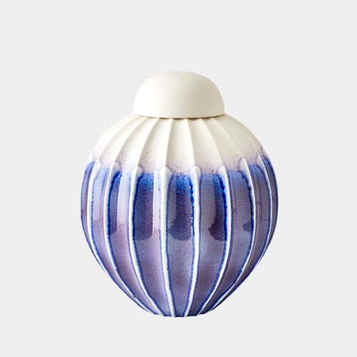 Audra Fluted Jar w/Lid-Cobalt-Wide