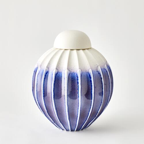 Fluted Jar w/Lid-Cobalt